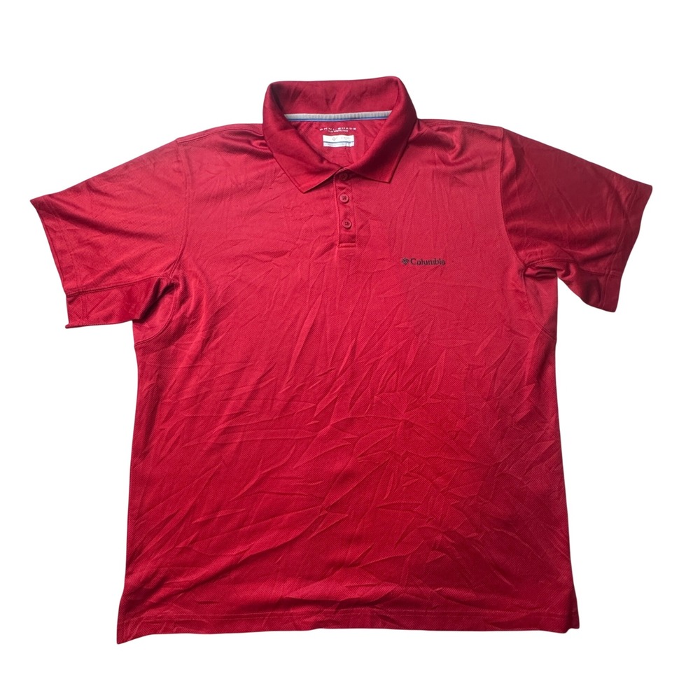Columbia Polo Shirt Mens XL Red Omni-Shade Sun Protection Performance S/S